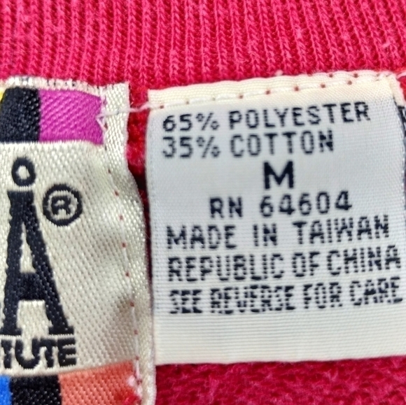 Vintage 80s Forenza Women's Medium Sweatshirt 1/2 Zip Padded Shoulders Red - Picture 9 of 9